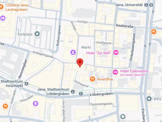Kartenausschnitt der Jenaer Innenstadt rund um den Markt